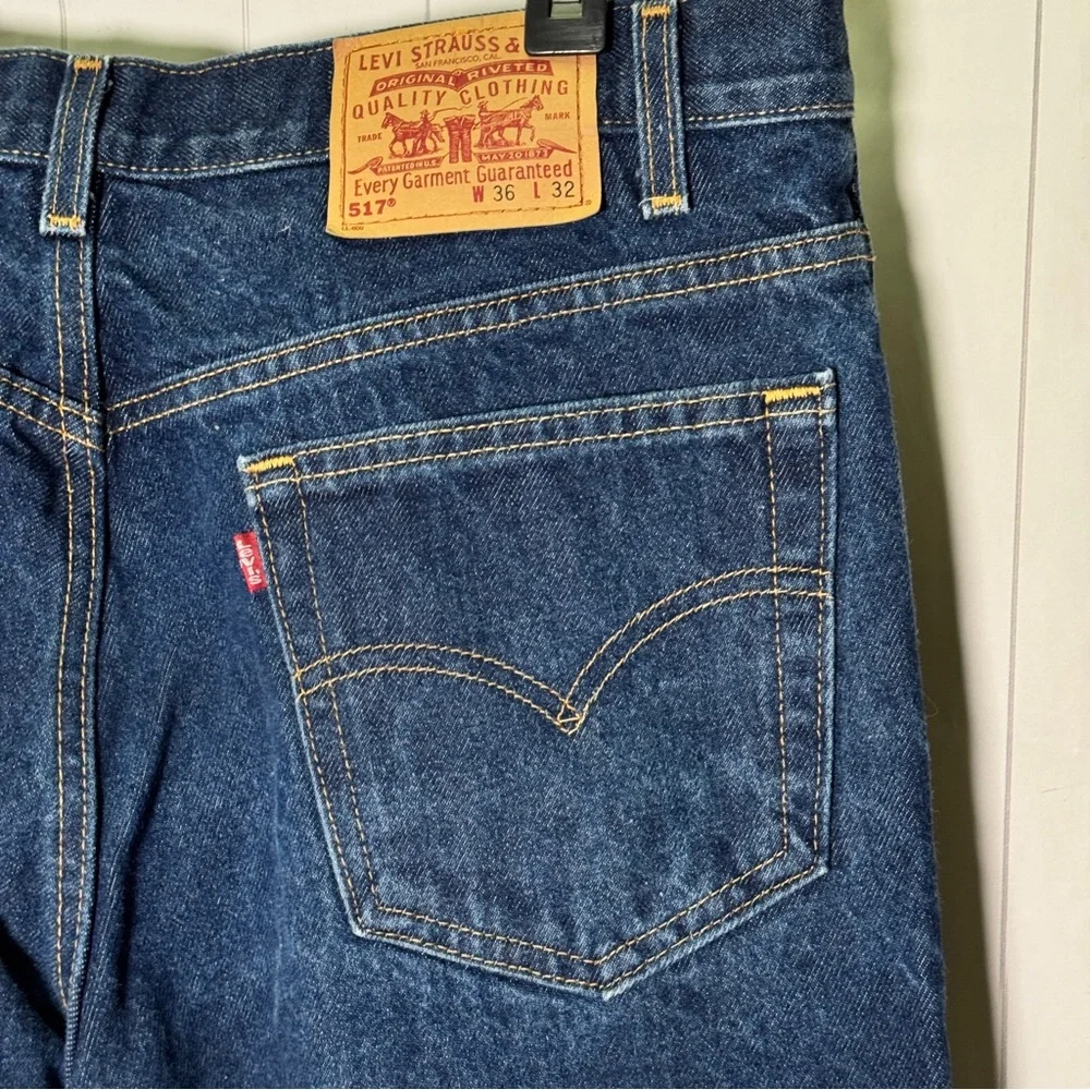 VTG Y2K Levi's 517 100% Cotton Dark Denim Bootcut Jeans Men's 36x32 Casual Pants